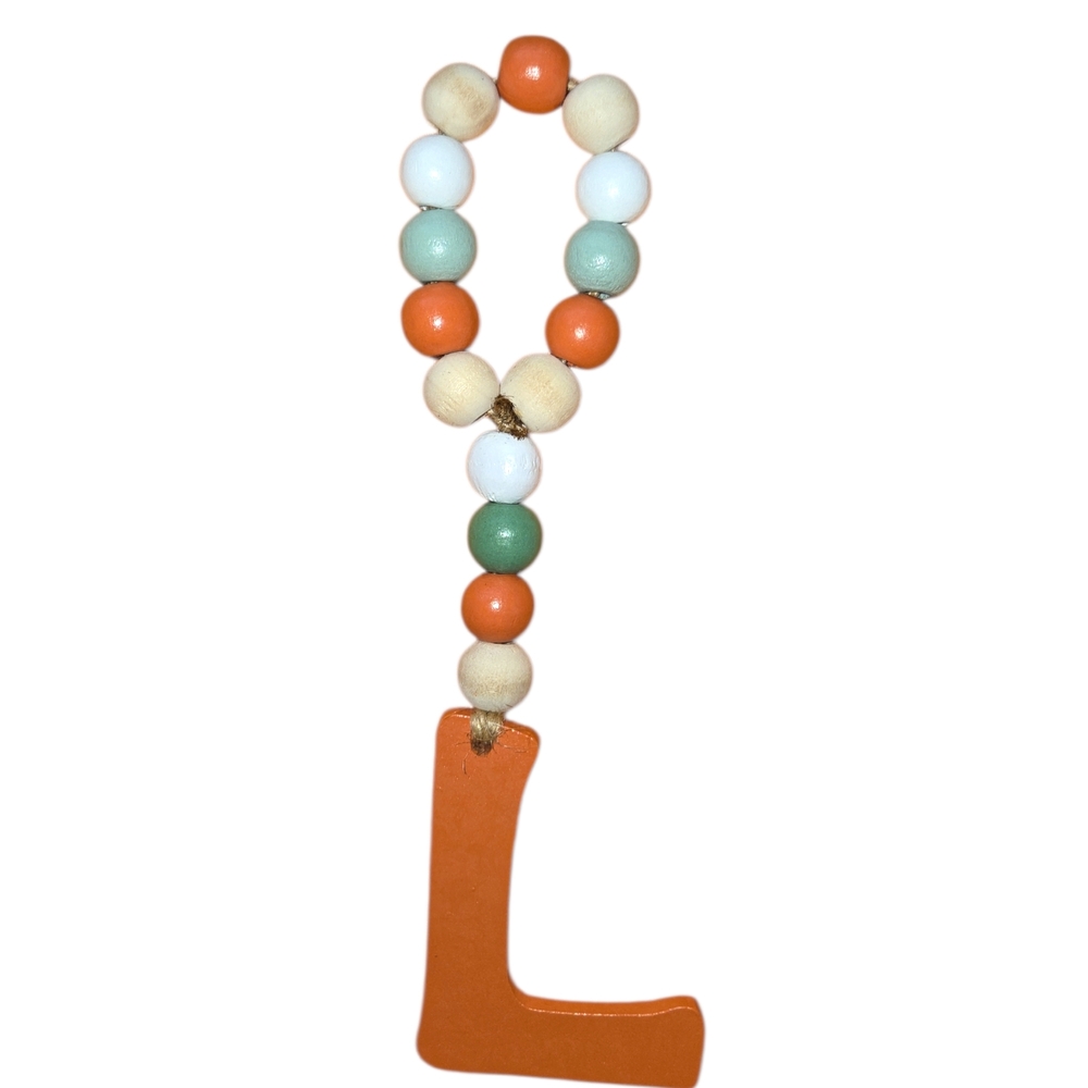 Orange Beaded Garland with Letter L